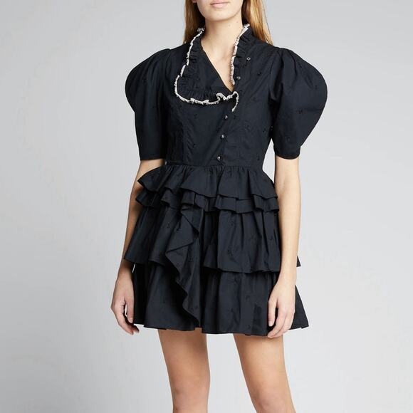 Ulla Johnson Dresses & Skirts - ULLA JOHNSON Linnea Tiered Embroidered Cotton Poplin Mini Dress Size 00